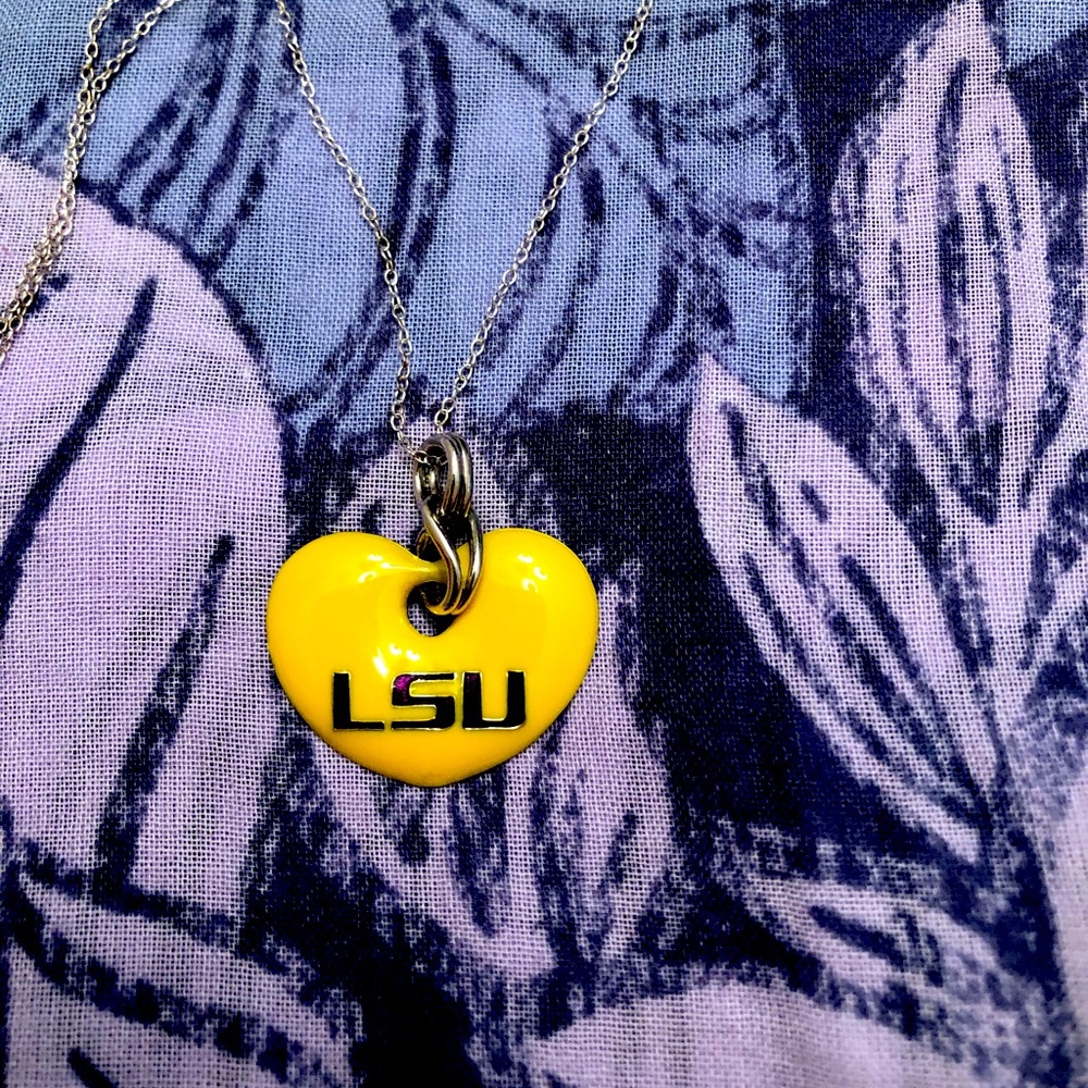 925 Sterling Silver Necklace with LSU Heart